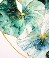 Gilded Emerald Leaves