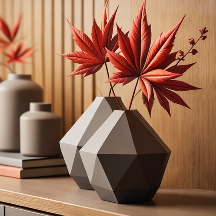 Geometric Basalt Vases