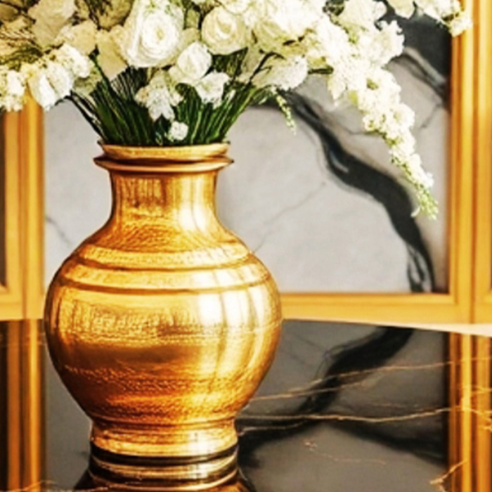 Gilded Hammered Urn