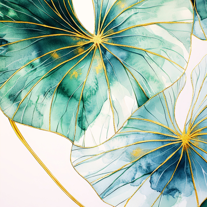 Gilded Emerald Leaves